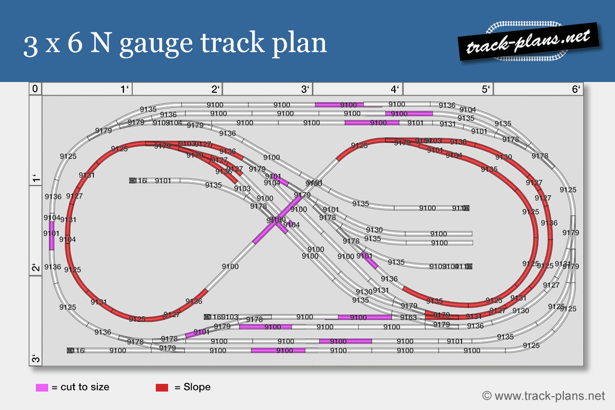 3 x 6 N gauge track plan & layout