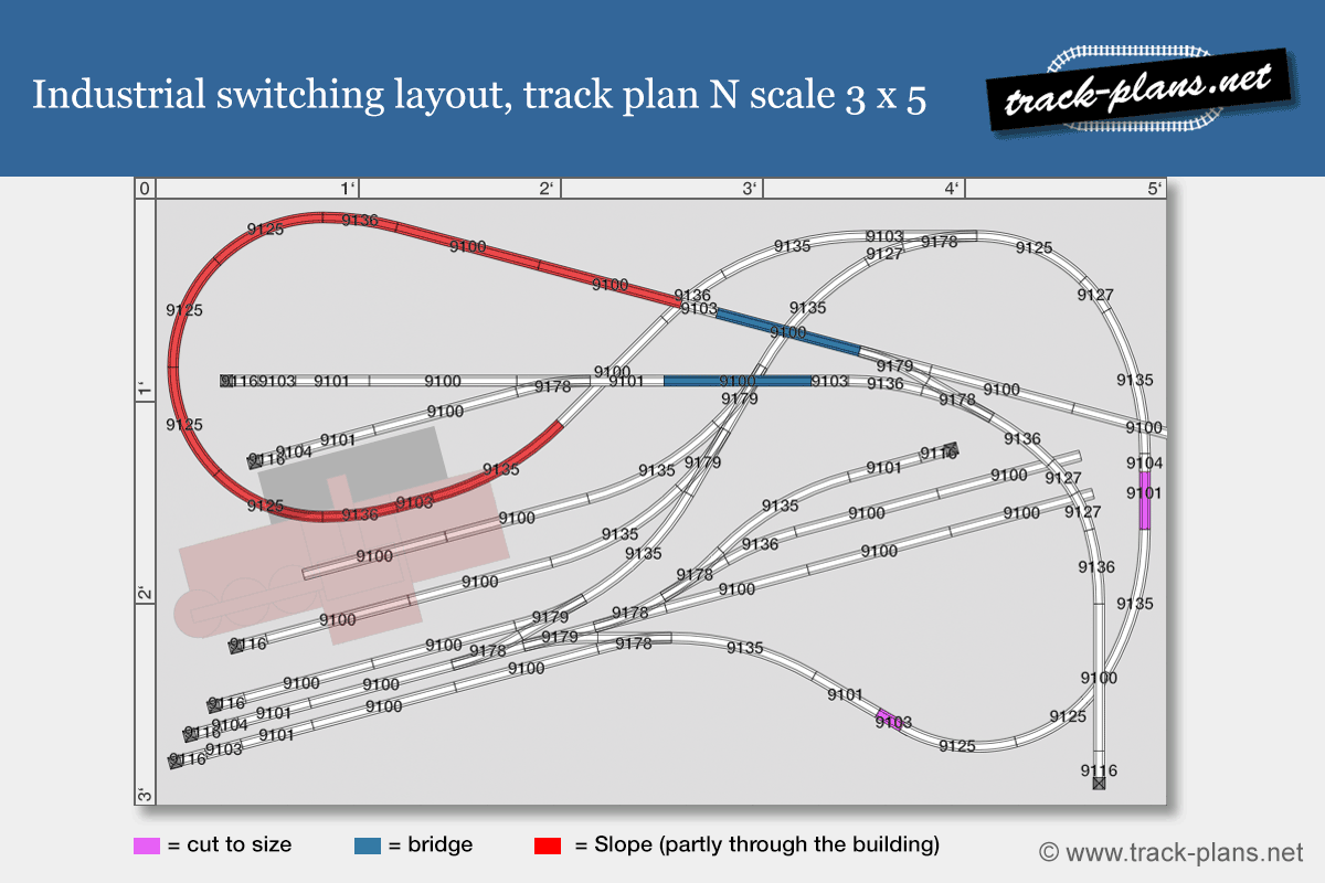 Industrial switching layout: Track plan n scale