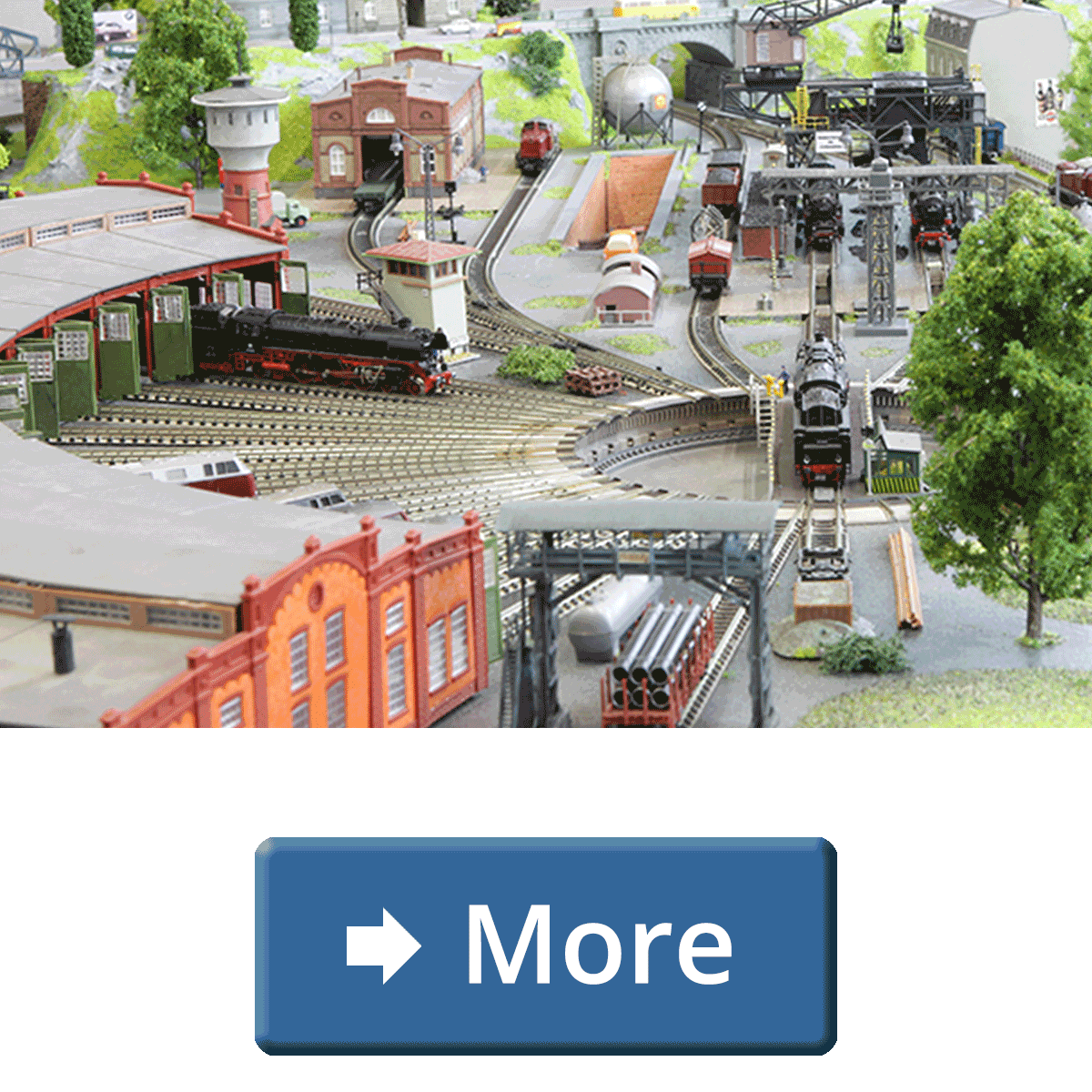 Thumb N scale layout with turntable & locomotive depot