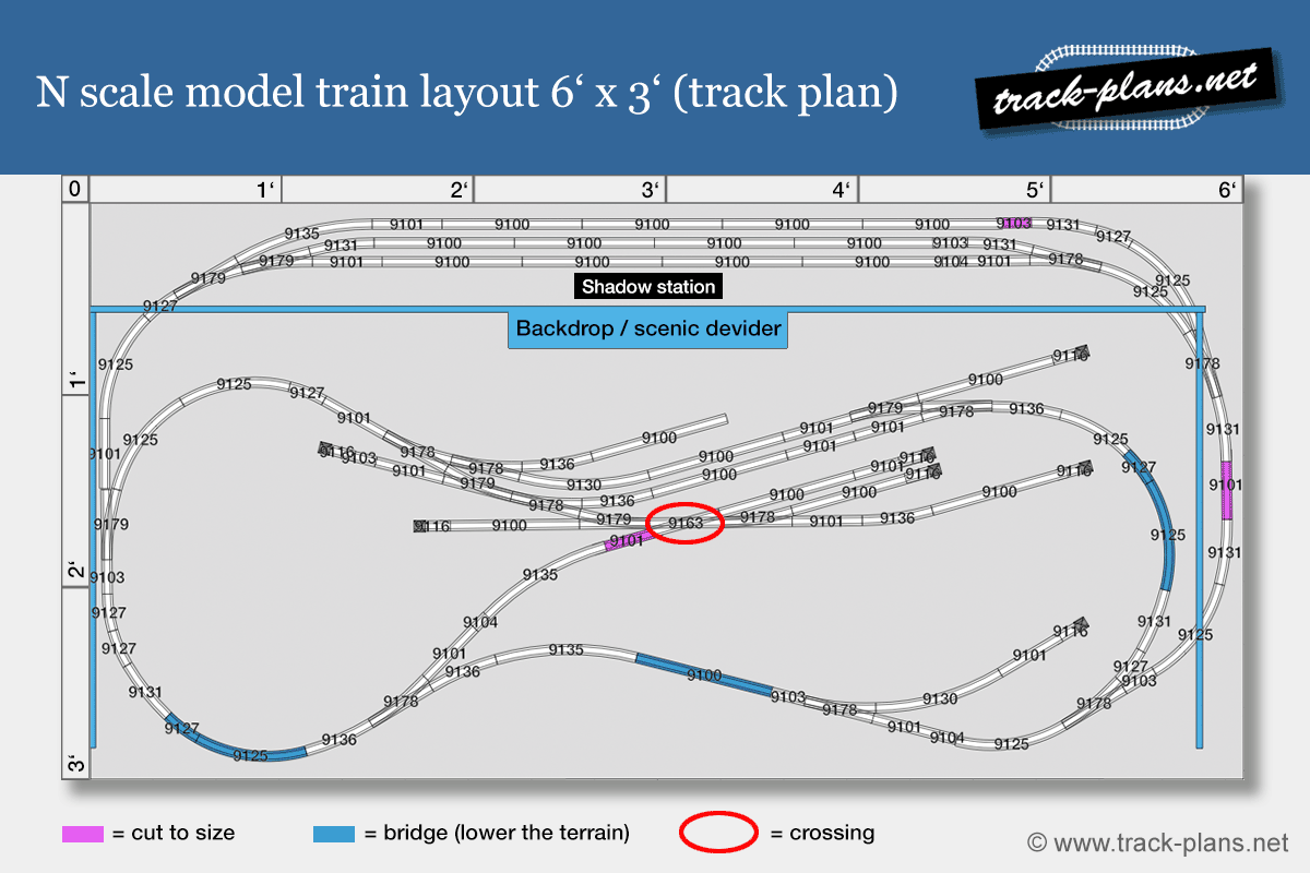 track plan 6x3 N scale model train layout