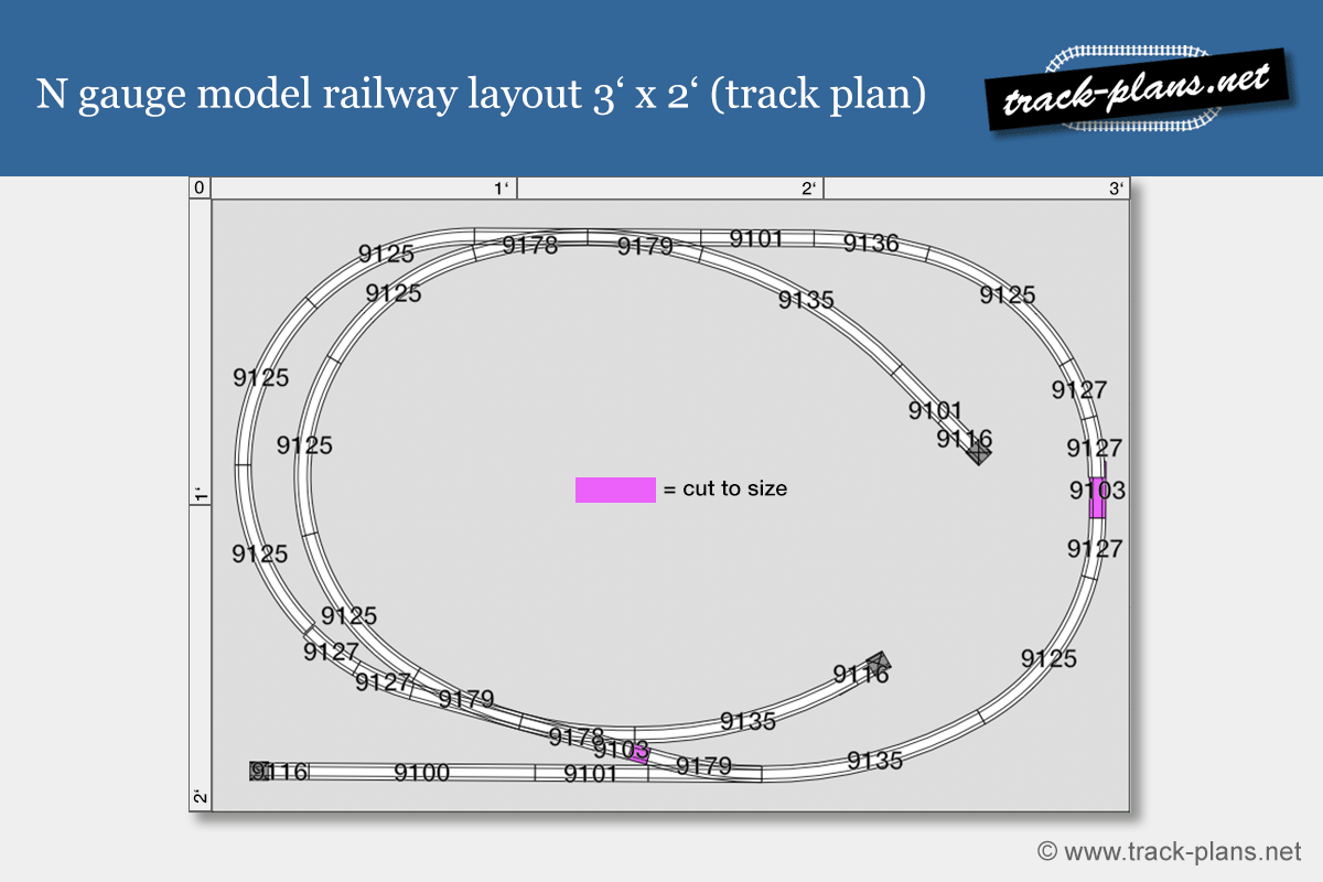 track plan N gauge model railway layout 3x2