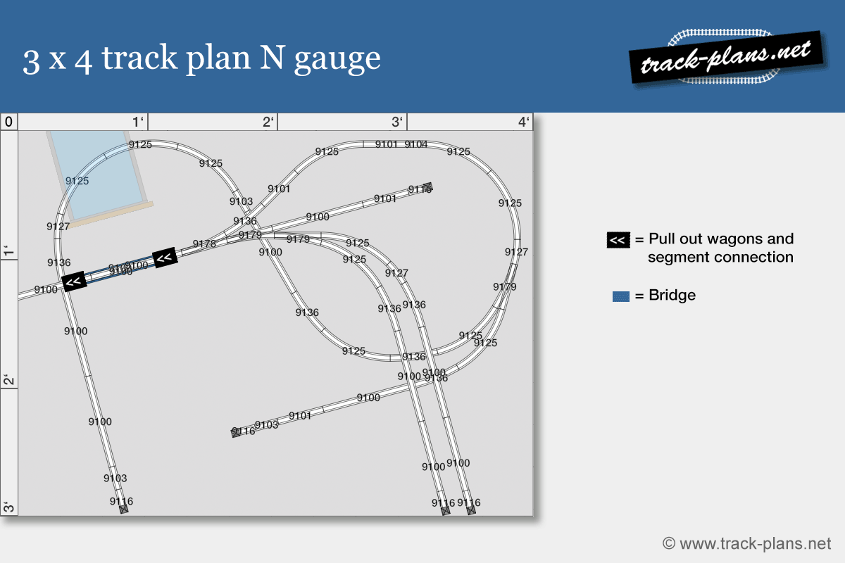 3x4 track plan N gauge layout