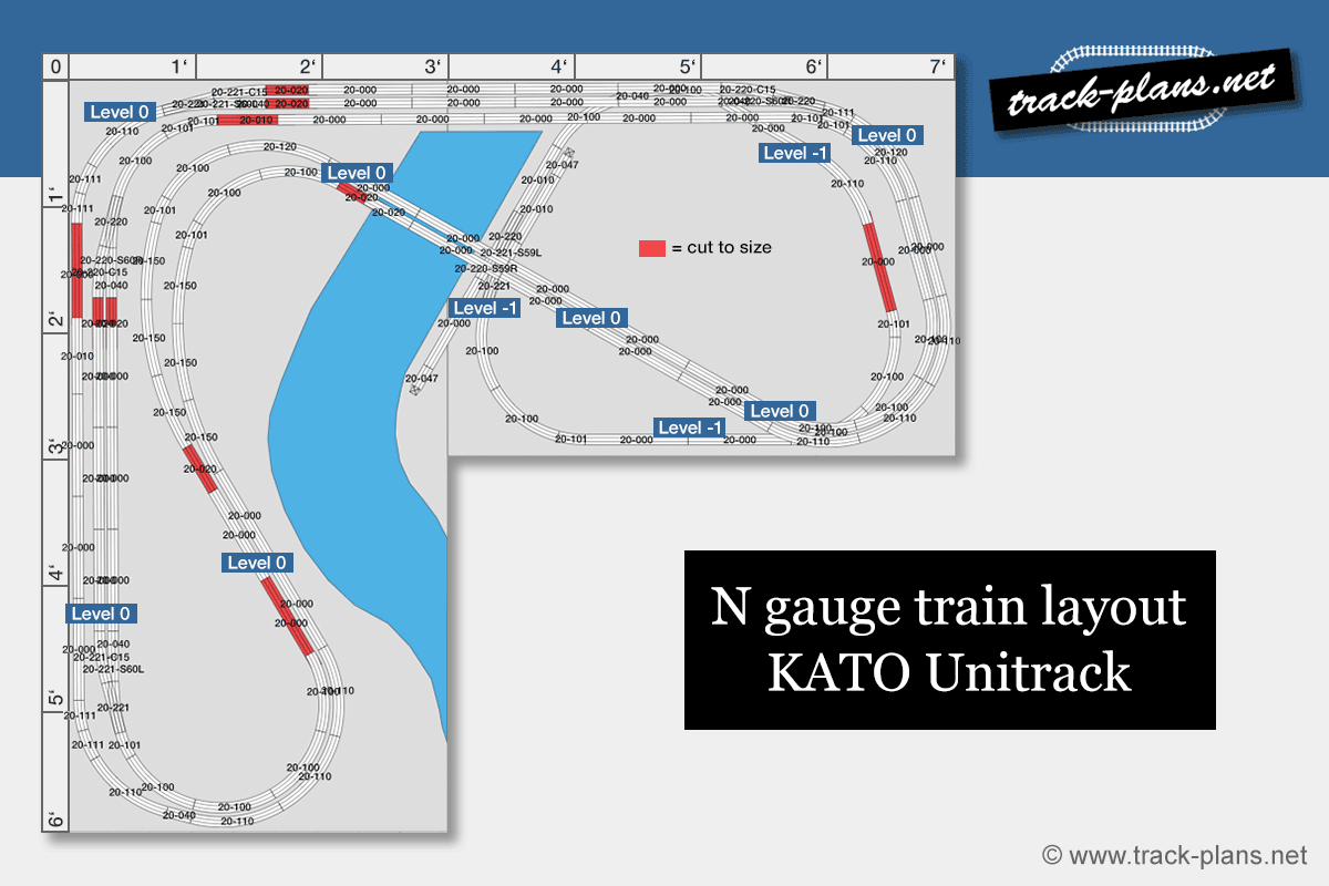 N gauge train layout KATO L-shaped track plan