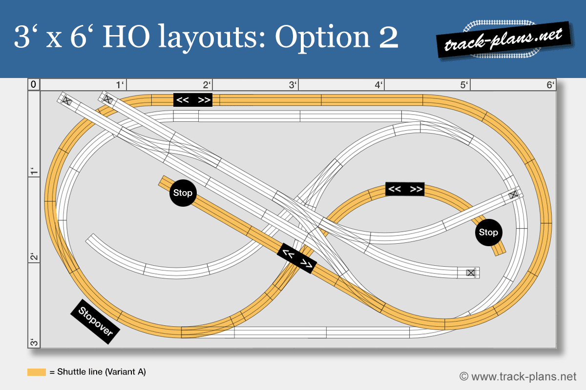 3x6 HO layouts: Track plan option 2