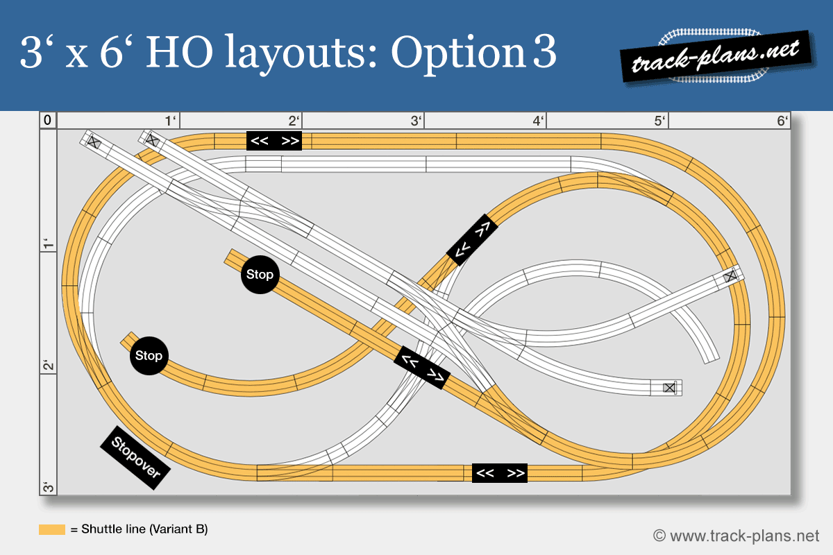 3x6 HO layouts: Track plan option 3