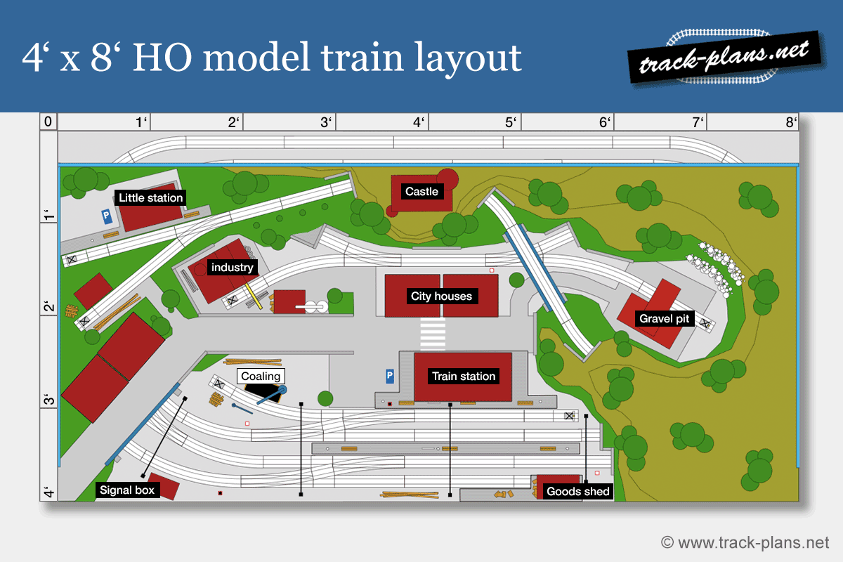 4x8 HO model train layout track plan