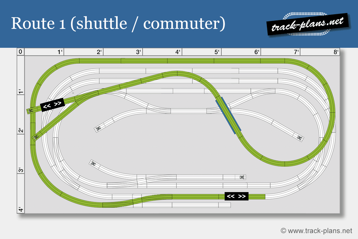 4x8 HO model train layout variation 1