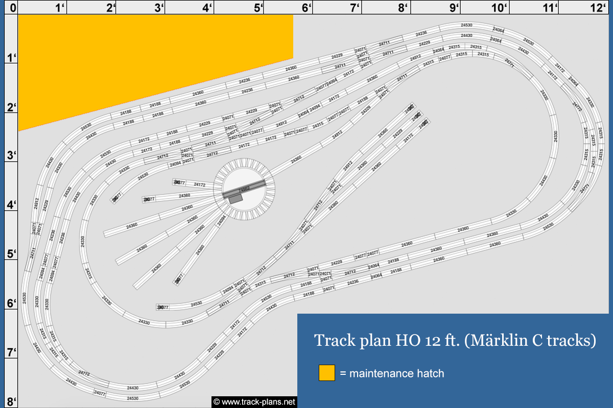 HO 12ft. track plan (Märklin C tracks)