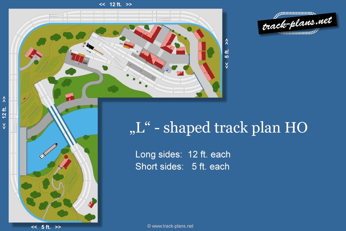 Track plan HO "L" shaped 12 ft. length max.