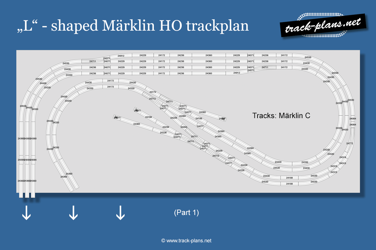 Track plan HO "L" shaped Märklin